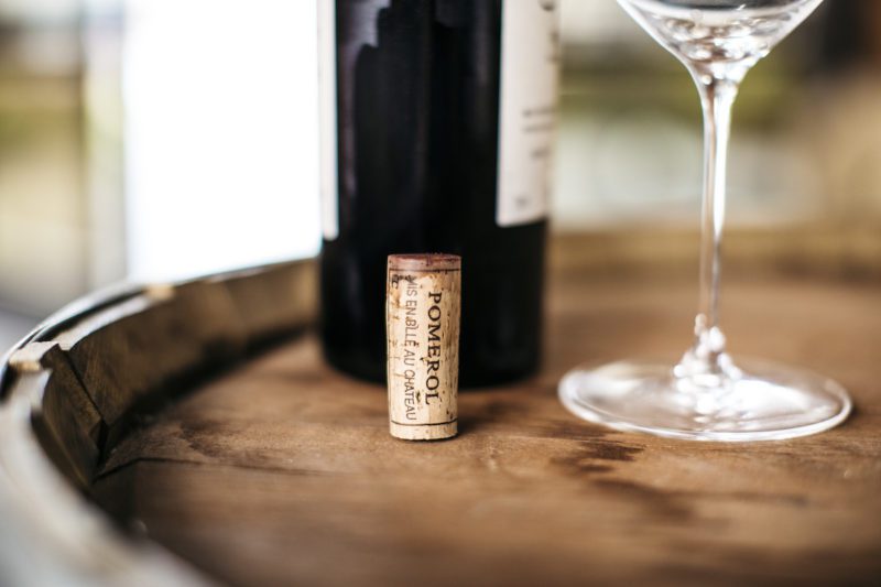 Close up of Pomerol red wine cork