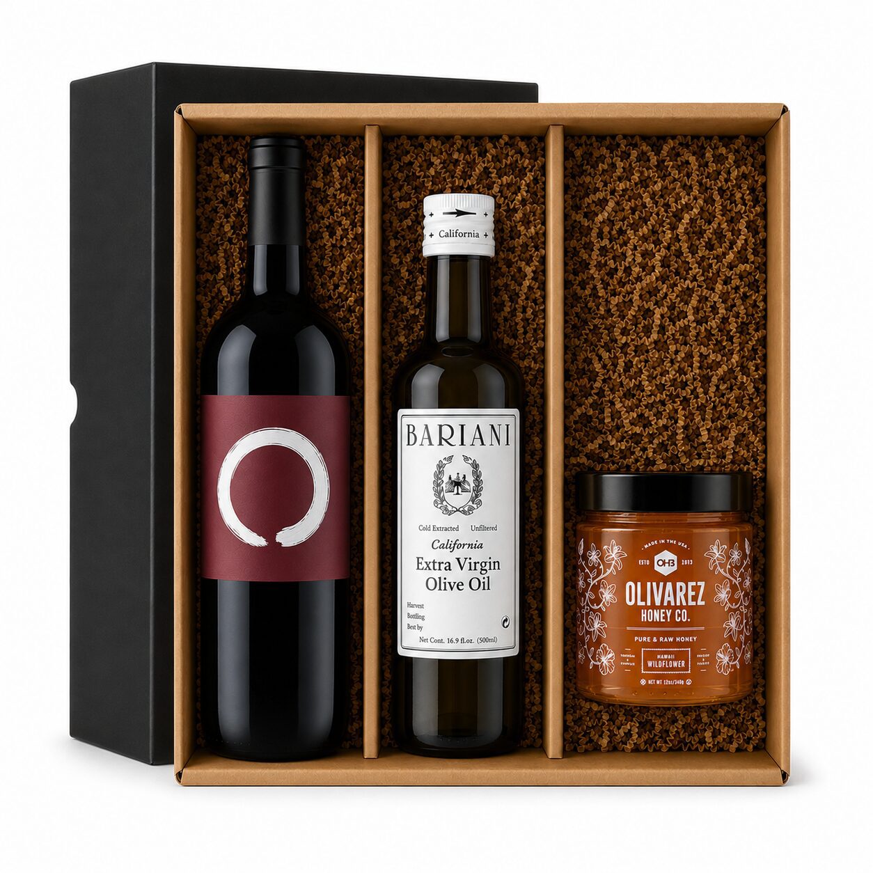 Three-bottle set with Sorhona, olive oil, and honey